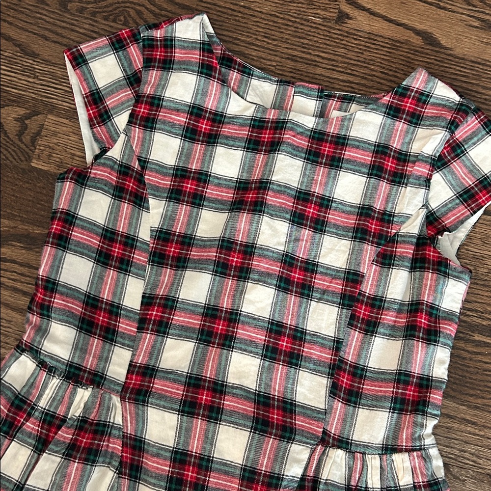 Gap kids girls plaid flannel cap sleeve dress holiday plaid, red and green k7058